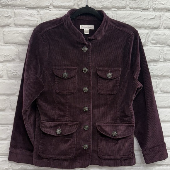 Christopher & Banks Jackets & Blazers - Christopher & Banks  Corduroy  Blazer Sz M Stretch Button Down Burgundy Jacket